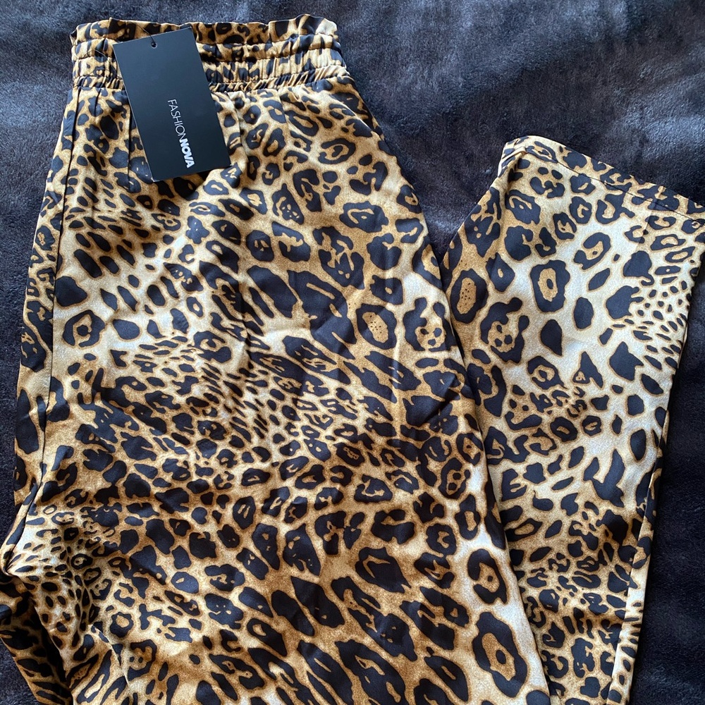 Silky Leopard Print Pants